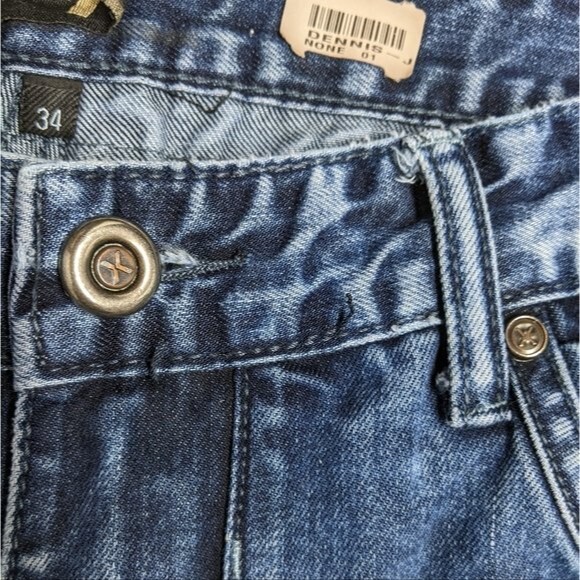 BlacX Dennis Jeans Men Size 34 Y2K Blue Acid Wash Distressed Denim Vintage Style - Picture 6 of 7